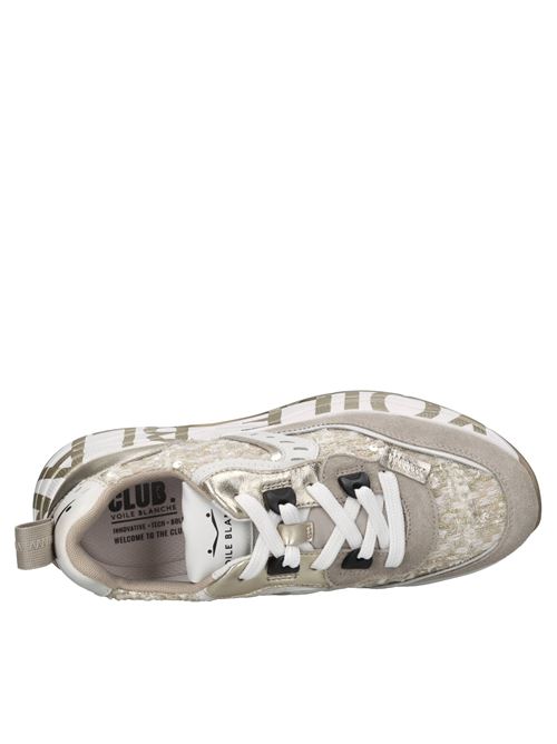 Sneakers in camoscio e tessuto con paillettes VOILE BLANCHE | CLUB105BEIGE-PLATINO